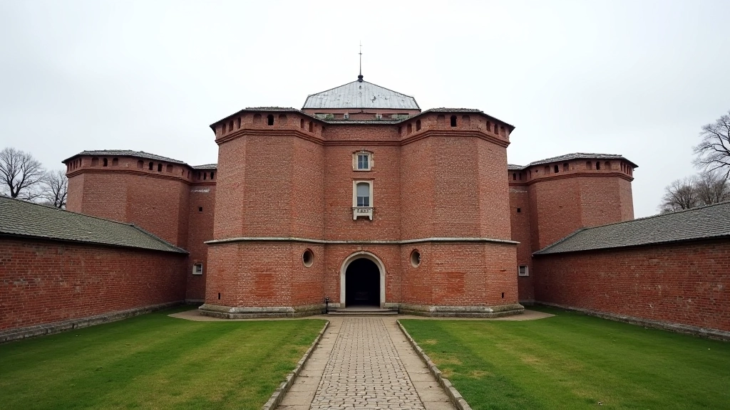 Šešiakampio forto architektūra su pylimais ir kasematais, Kauno tvirtovė, išorinė perspektyva