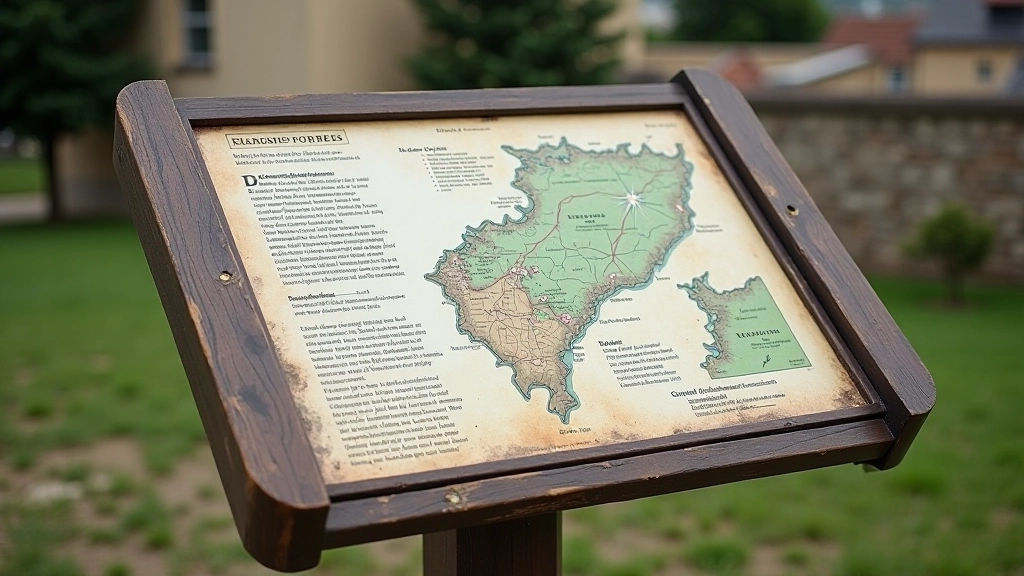 Kauno tvirtovės informacinis stendas su žemėlapiu ir istorine informacija